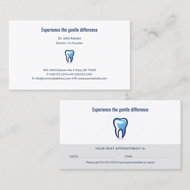 Dentiste | Carte de rendez-vous dentaire (Devant / Derrière)