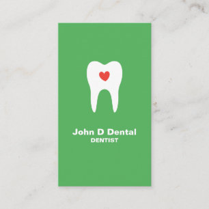 dentiste dentaire vert dent et coeur carte de visi