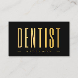 Dentistry Tooth Logo Black & Gold Visitenkarte