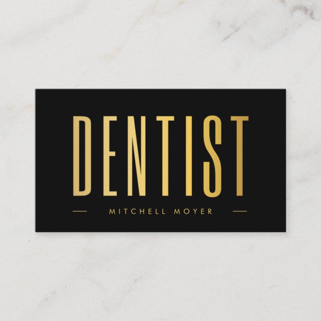 Dentistry Tooth Logo Black & Gold Visitenkarte (Vorderseite)