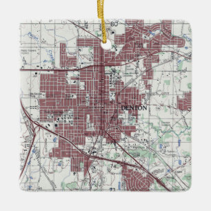 Denton Texas City Map Keramikornament