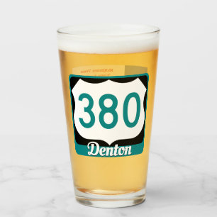 Denton, Texas, & US 380, Pint Glass Glas