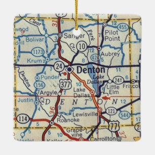 Denton TX Vintage Karte Keramikornament