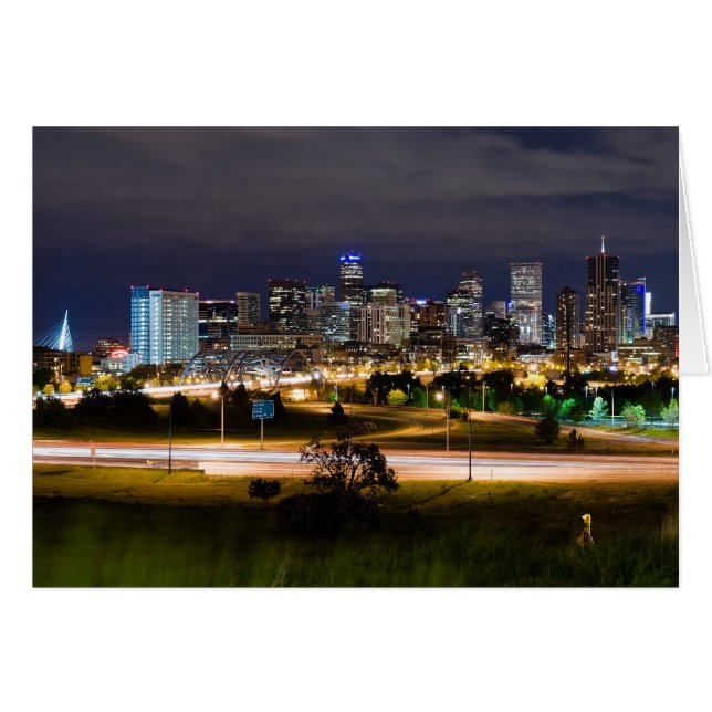 Denver bei Nachtkarte (Vorderseite (Horizontal))