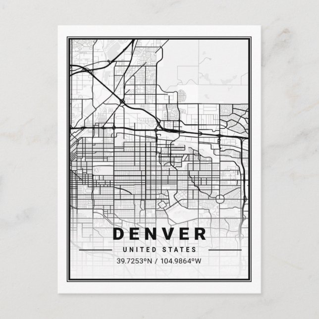 Denver CO Colorado USA Travel City Carte (Devant)