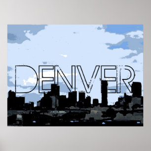 Denver Colorado artistic skyline poster