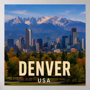Denver Colorado Bergstadt Reise Geschenk Poster