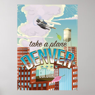 Denver Colorado Cartoon Reiseplakat Poster
