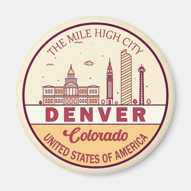Denver Colorado City Skyline Emblem Magnet (Vorne)