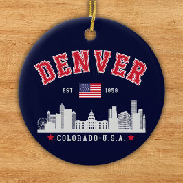 Denver Colorado Cityscape Design Keramik Ornament