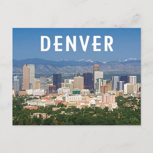 Denver Colorado Downtown Skyline und Berge Postkarte (Vorderseite)