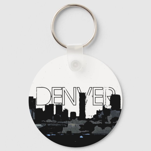 Denver Colorado dunkler Skyline Schlüsselanhänger (Vorderseite)