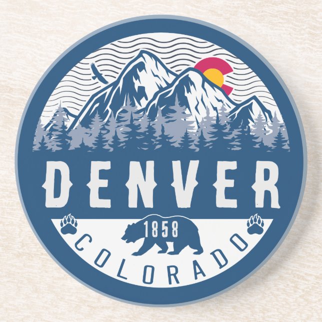Denver Colorado Flag Bergsee-Zauber Getränkeuntersetzer (Vorne)