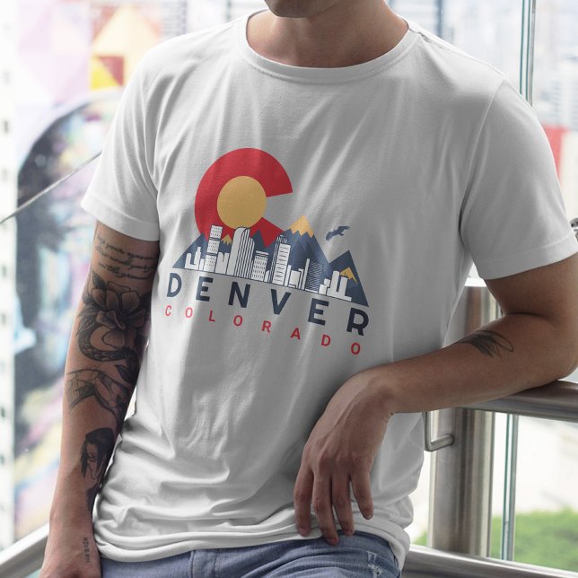 Denver Colorado Flag Camping Wandern Souvenirs 80e T-Shirt (Von Creator hochgeladen)
