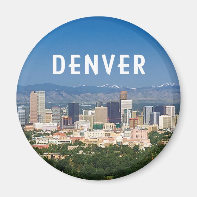 Denver Colorado mit dem Foto Innenstadt und Berge Magnet (Vorne)