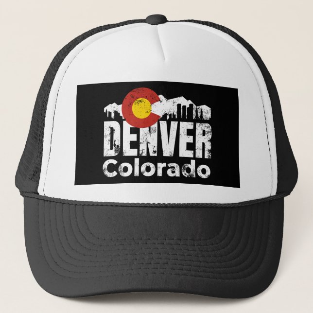 Denver Colorado Mountain Trucker Hat Truckerkappe (Vorderseite)
