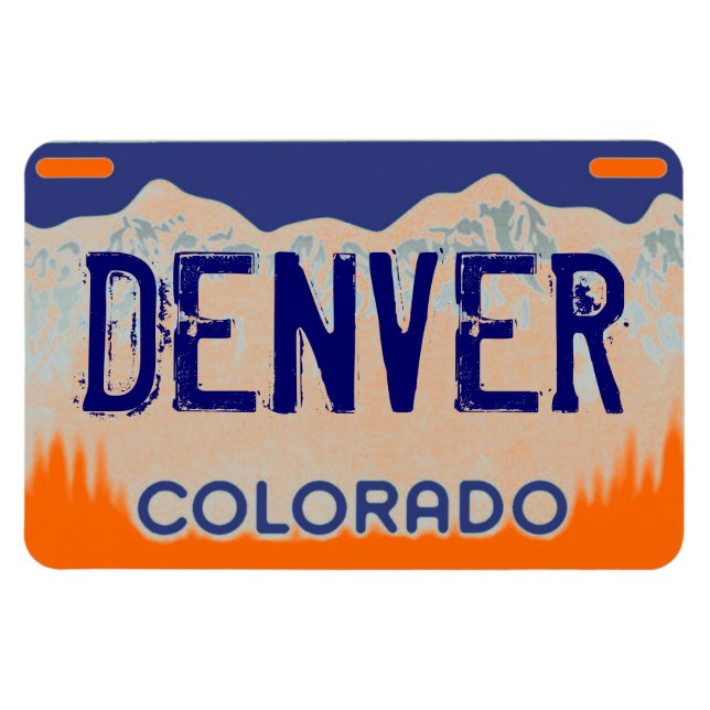 Denver Colorado orange blauer Nummernschildmagnet Magnet (Horizontal)