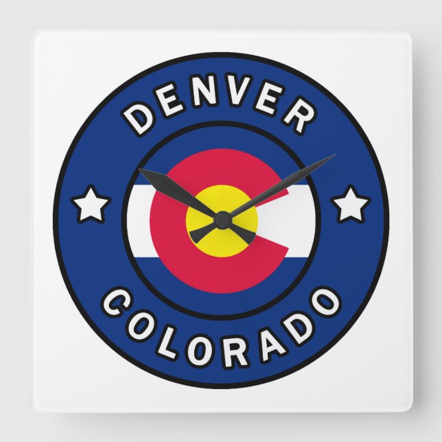 Denver Colorado Quadratische Wanduhr (Vorderseite)