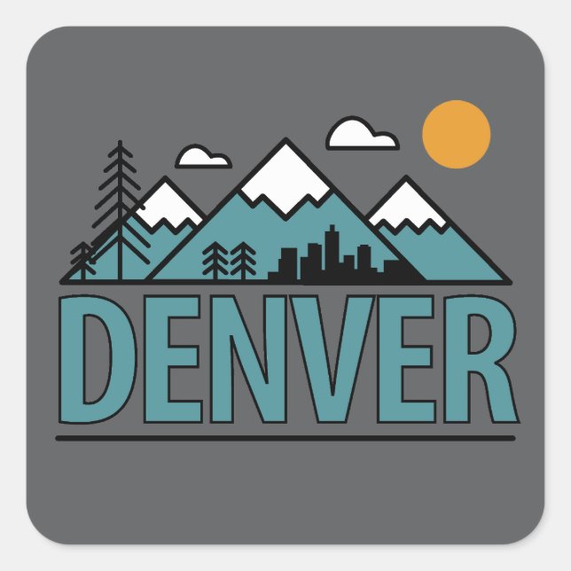 Denver Colorado Quadratischer Aufkleber (Vorderseite)
