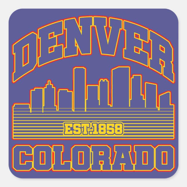 Denver, Colorado Quadratischer Aufkleber (Vorderseite)