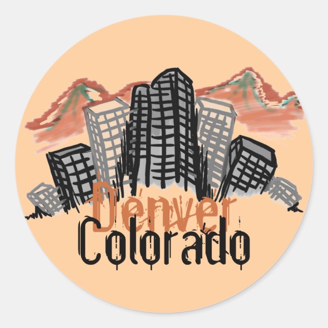 Denver Colorado skyline artistische Aufkleber (Vorderseite)