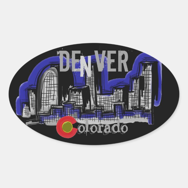 Denver Colorado Skyline-Aufkleber Ovaler Aufkleber (Vorderseite)