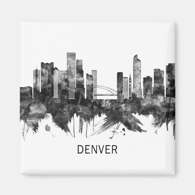 Denver Colorado Skyline BW Magnet (Vorne)