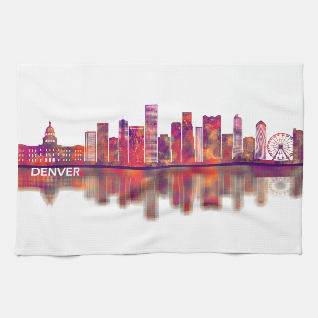 Denver Colorado Skyline Geschirrtuch (Horizontal)