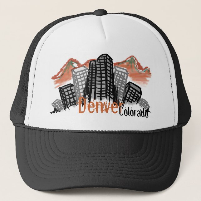 Denver Colorado Skyline-Hut Truckerkappe (Vorderseite)