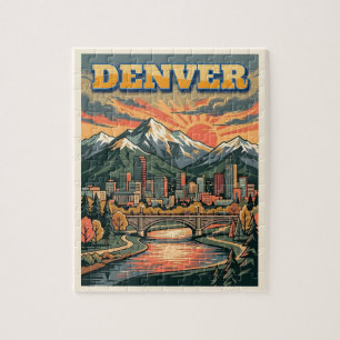 Denver Colorado Skyline Vintage Reise