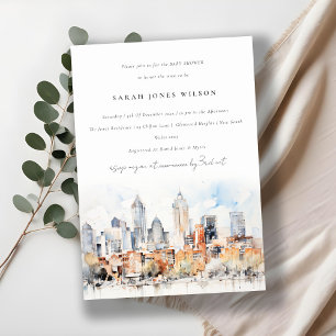 Denver Colorado Skyline Watercolor Babydusche Einladung