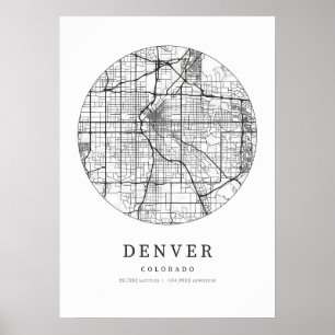 Denver Colorado Street Layout Karte Poster