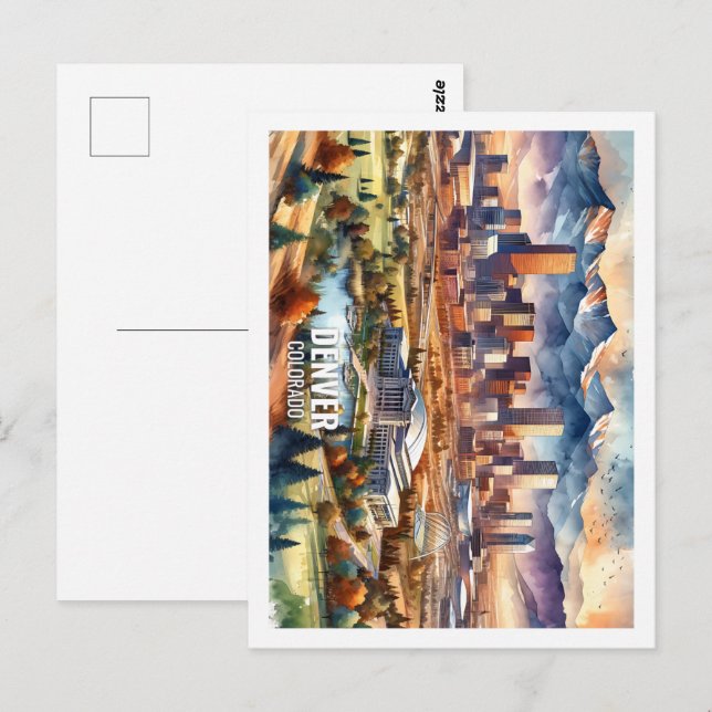 Denver Colorado USA Fantastischer Place Wasserfarb Postkarte (Vorne/Hinten)