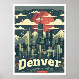 Denver Colorado Vintage Reise Illustration Poster