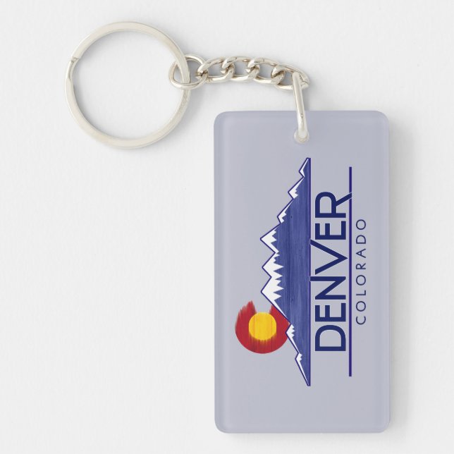 Denver Colorado wood mountains keychain (Devant)
