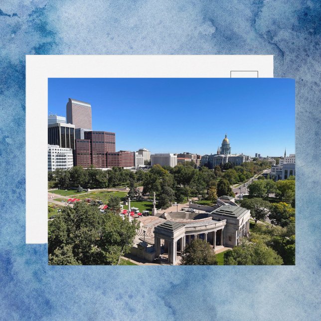 Denver Downtown Skyline View Capitol Building Postkarte (A postcard featuring a downtown view of the Denver skyline with the Colorado Capitol building!)