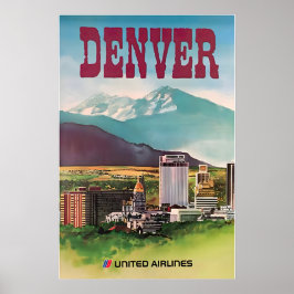 Denver Druck Colorado Kunst United Airlines Reise Poster