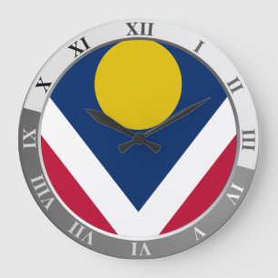 Denver flag Large Clock Große Wanduhr