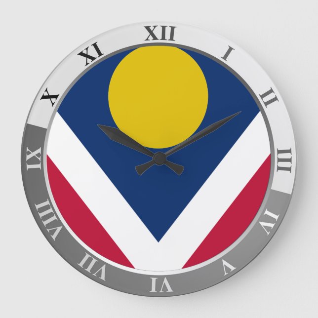 Denver flag Large Clock Große Wanduhr (Vorderseite)