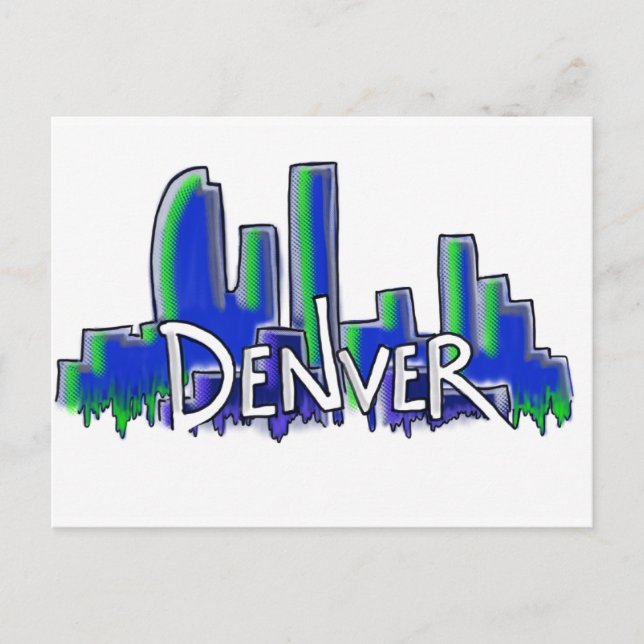 Denver Graffiti Stil Skyline Postkarte (Vorderseite)