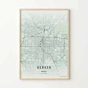 Denver Karte Smaragd Colorado Stadt Poster Wandkun