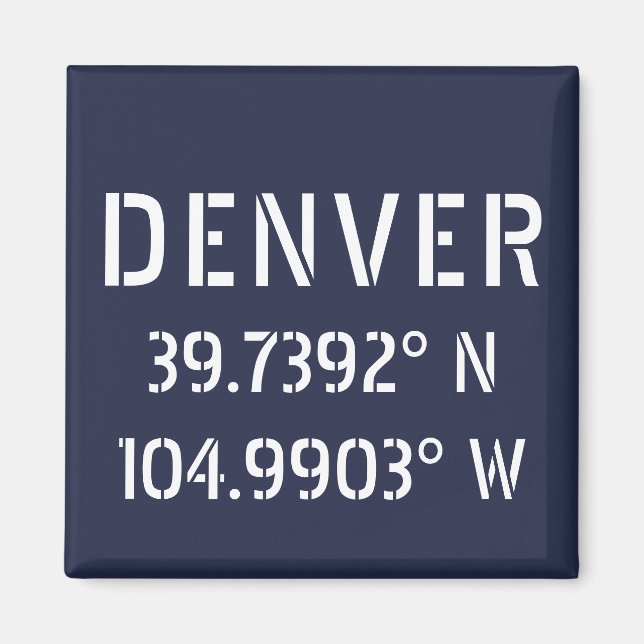 Denver Latitude Längengrad Magnet (Vorne)