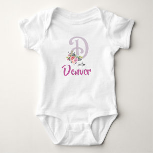 Denver Name Baby Outfit Letter Romper Floral Girl Strampler