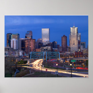 Denver Skyline bei Nacht Poster