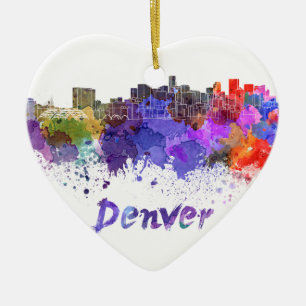Denver skyline im Watercolor Keramikornament