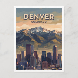 Denver Skyline mit Front Range Sonnenuntergang Col Postkarte