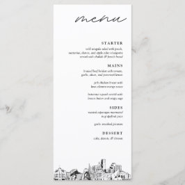 Denver Skyline Modernes Menü für Hochzeitsessen Menükarte