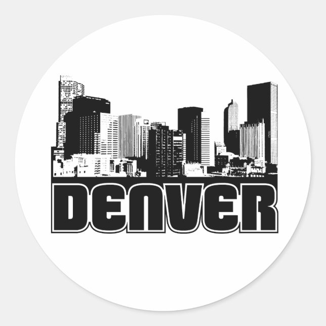 Denver Skyline Runder Aufkleber (Vorderseite)