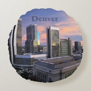 Denver Skyline Rundes Kissen