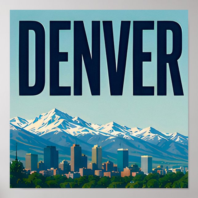Denver Skyline und Rocky Mountains Poster (Vorne)